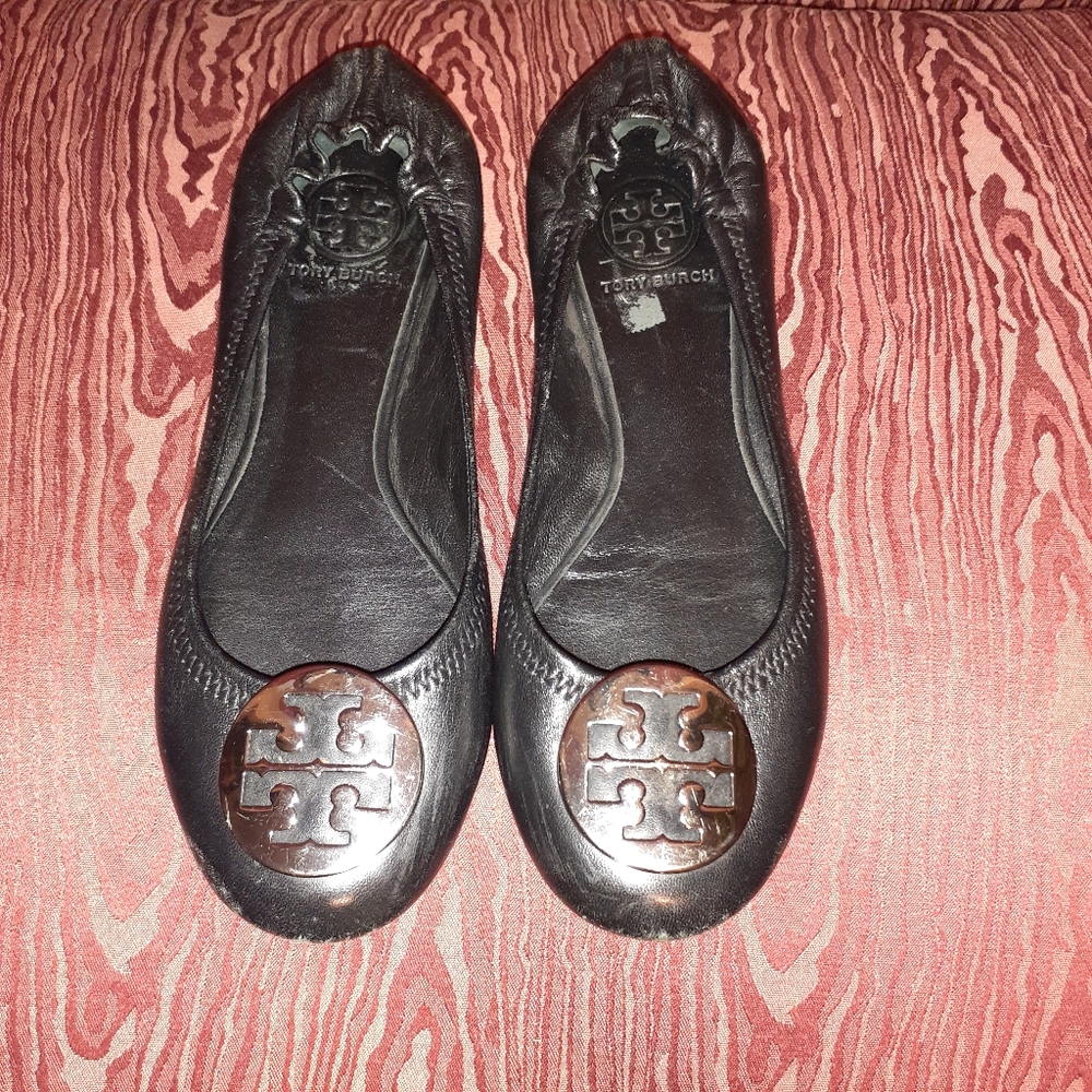 TORY BURCH BLACK FLATS/LOAFERS WOMEN'S SHOES SIZE 7.5
